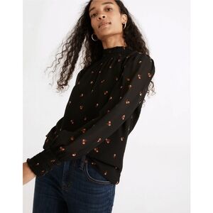 Madewell Georgette Smocked Mockneck Top Amie Floral Small Cottagecore Prairie